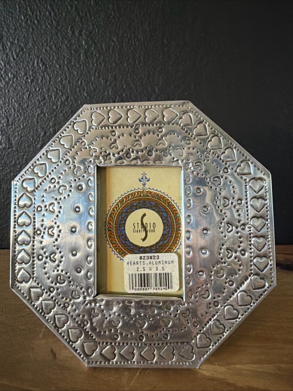 Vintage Style Studio Eighty Four Embossed Hearts Aluminum Photo Frame Cottage